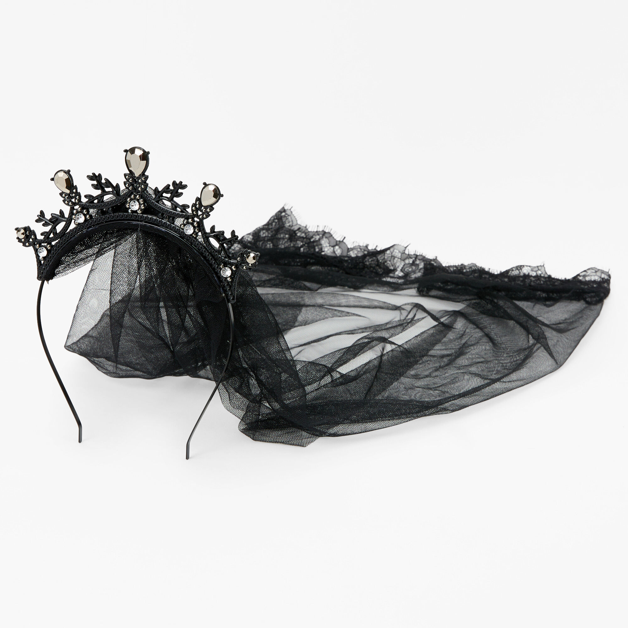 Halloween Goth Tiara Veil Headband