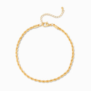 C LUXE by Claire&#39;s 18k Yellow Gold Plated Twisted Rope Chain Anklet,