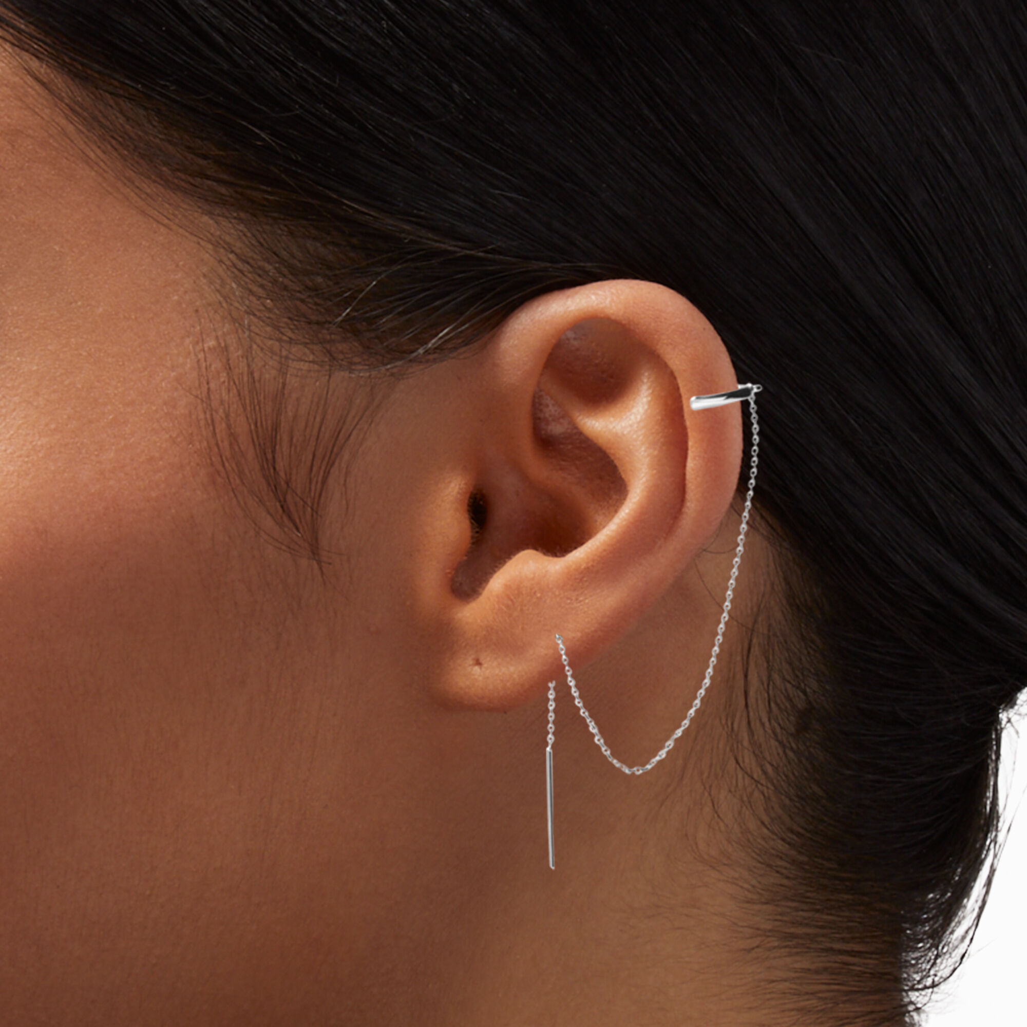 Silver Ear Cuff Threader Earring Claire s US