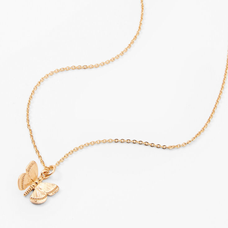 Gold-tone 3D Butterfly Pendant Necklace,