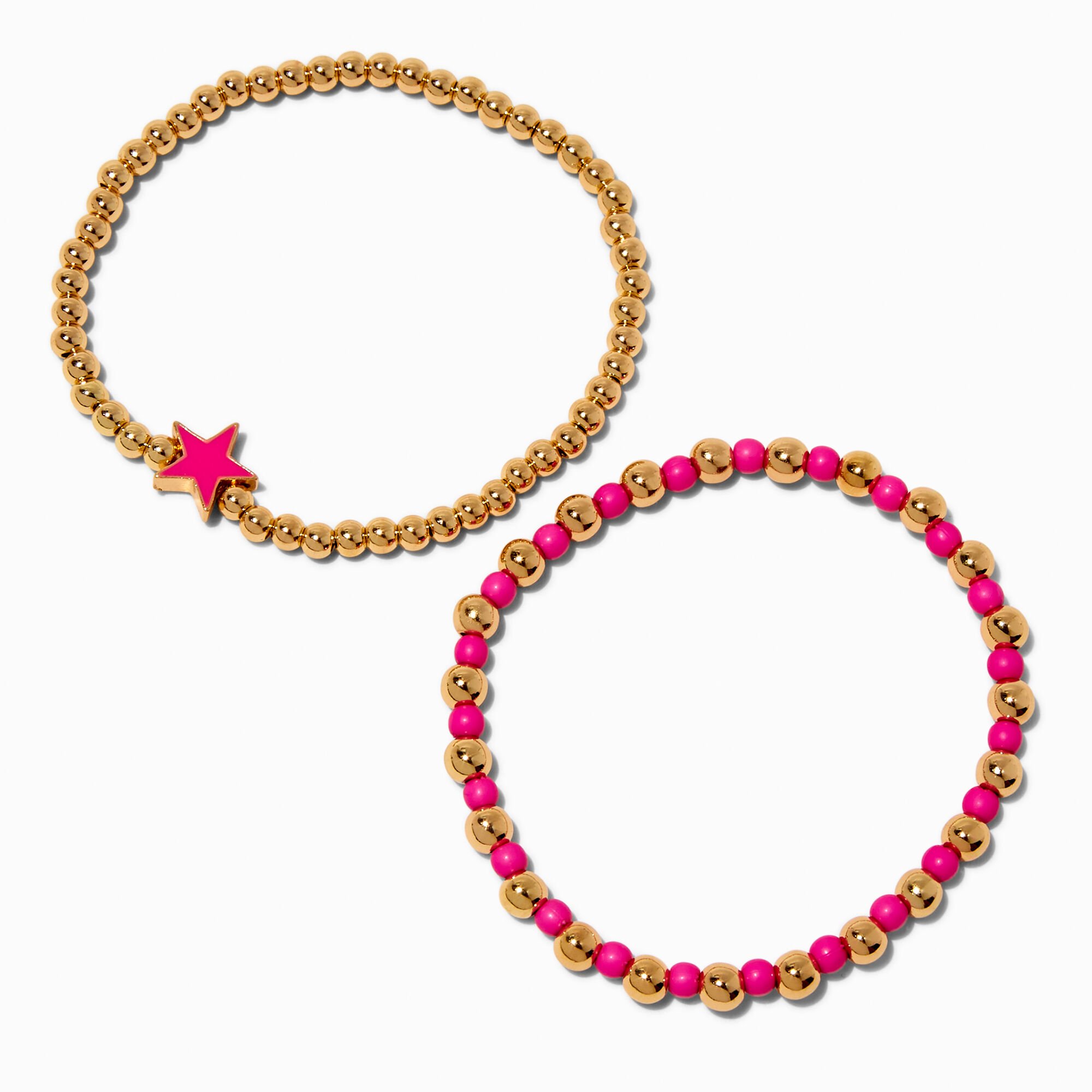 Hot Pink Star Stretch Bracelets - 2 Pack,