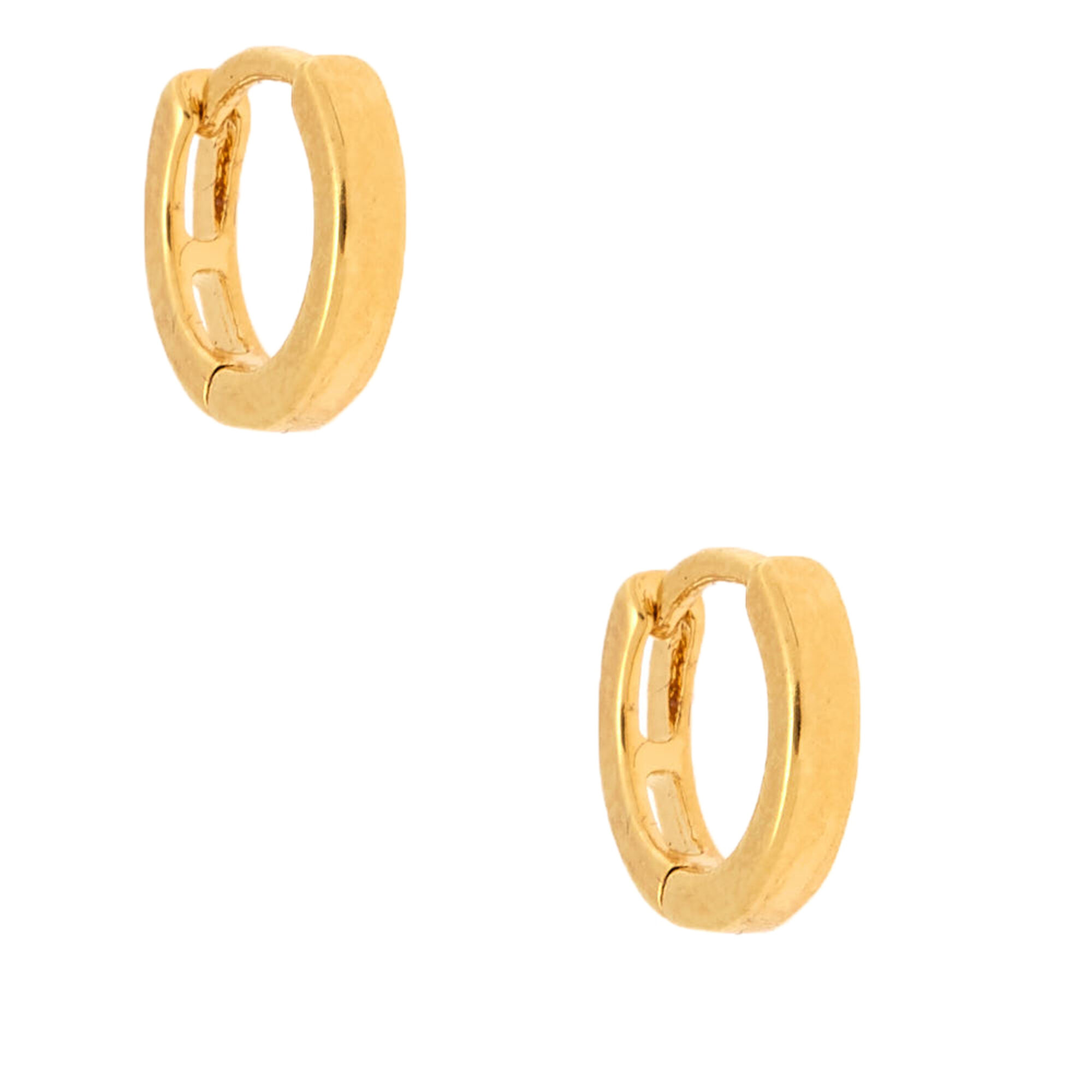 View Claires 18Ct Plated 10MM Hoop Earrings Gold information