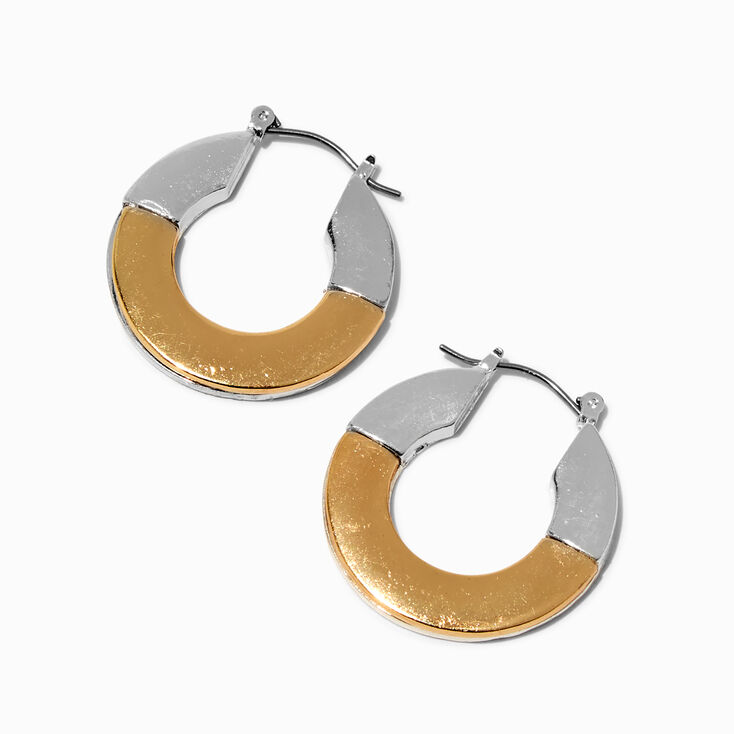 Mixed Metal Half Hoop Earrings,