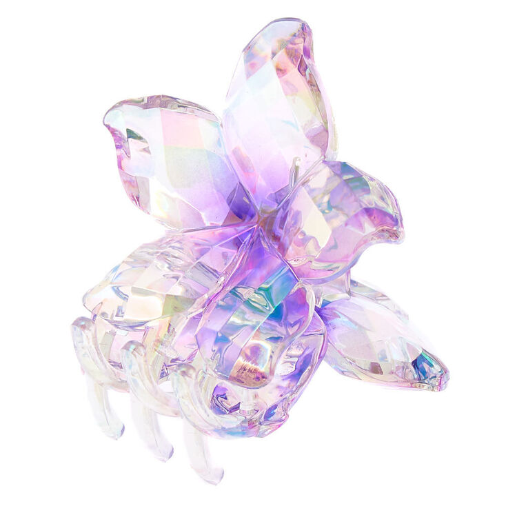 Purple Iridescent Flower Hair Claw,