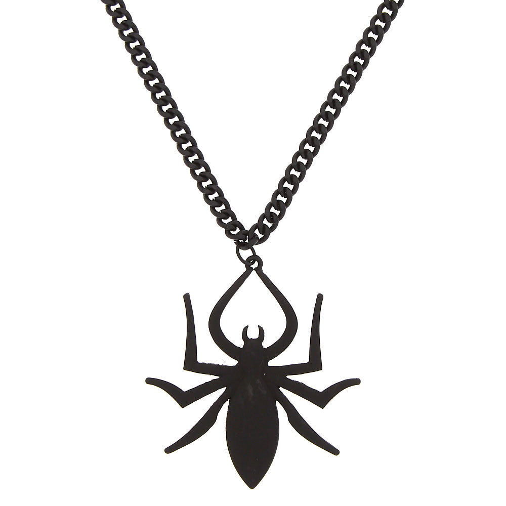 Spider Pendant Necklace - Black,