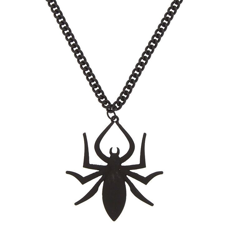 Spider Pendant Necklace - Black,