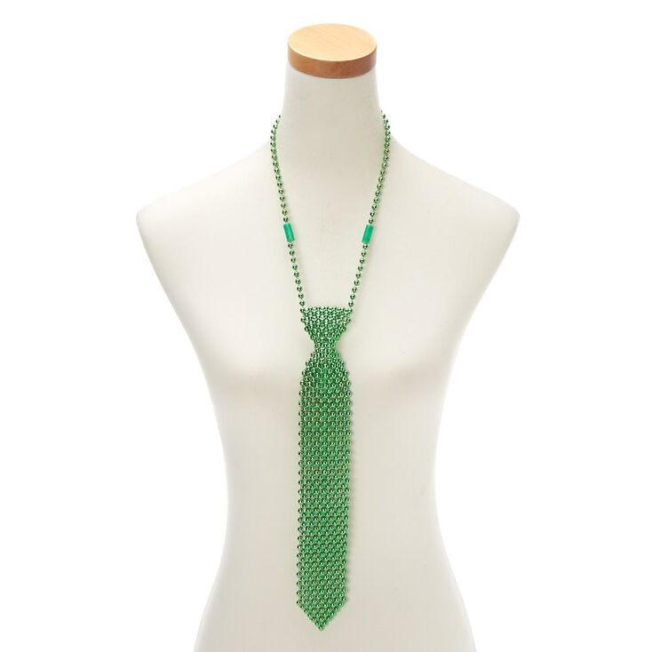 Tie Beaded Necklace - Green,