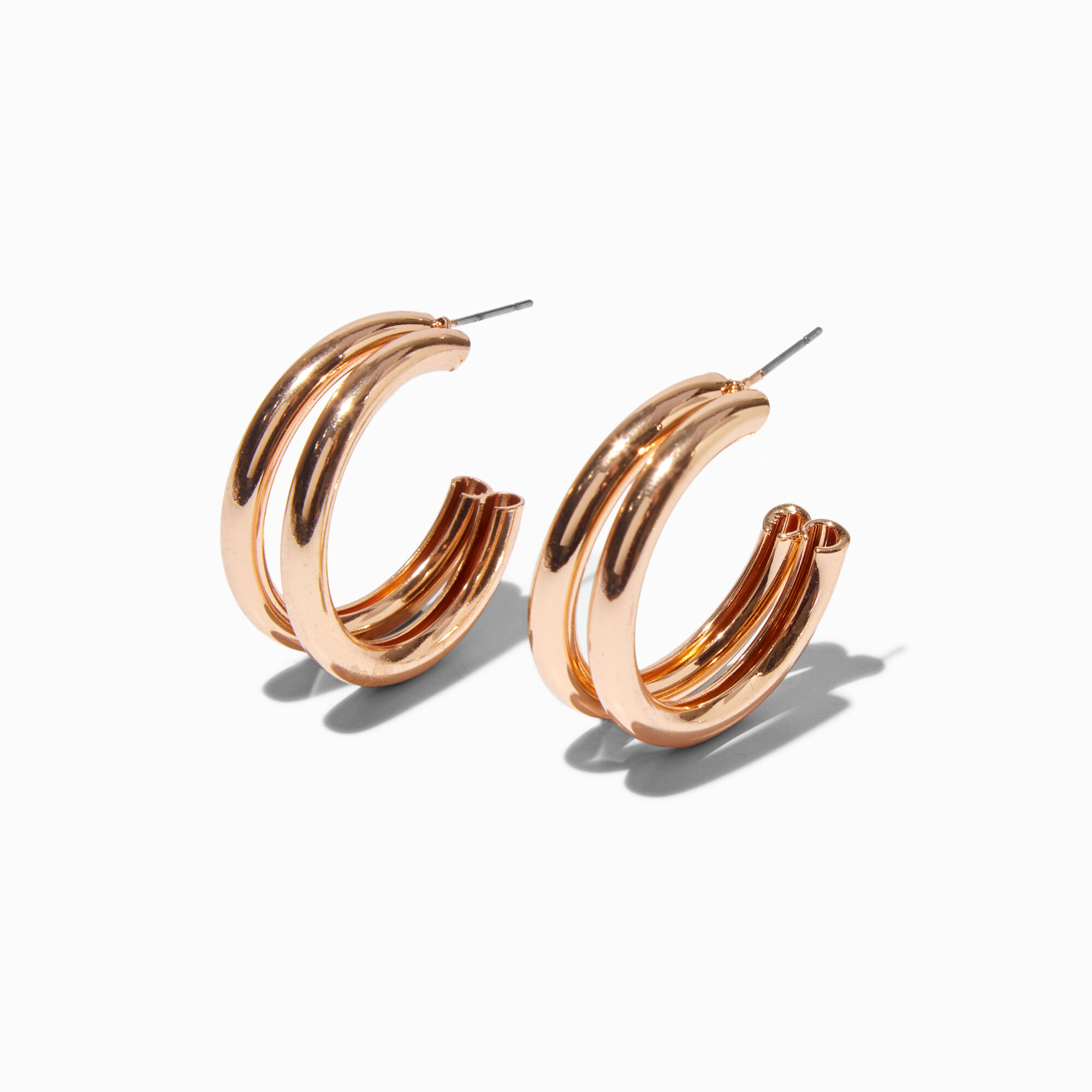 View Claires Tone Double Tube 30MM Hoop Earrings Gold information