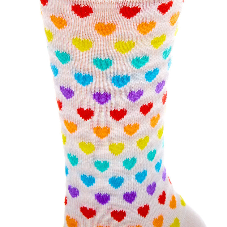 Socquettes c&oelig;urs arc-en-ciel - Blanc,