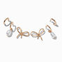 Boucles d&#39;oreilles empilables perle d&#39;imitation n&oelig;ud nou&eacute; couleur dor&eacute;e - Lot de 3,