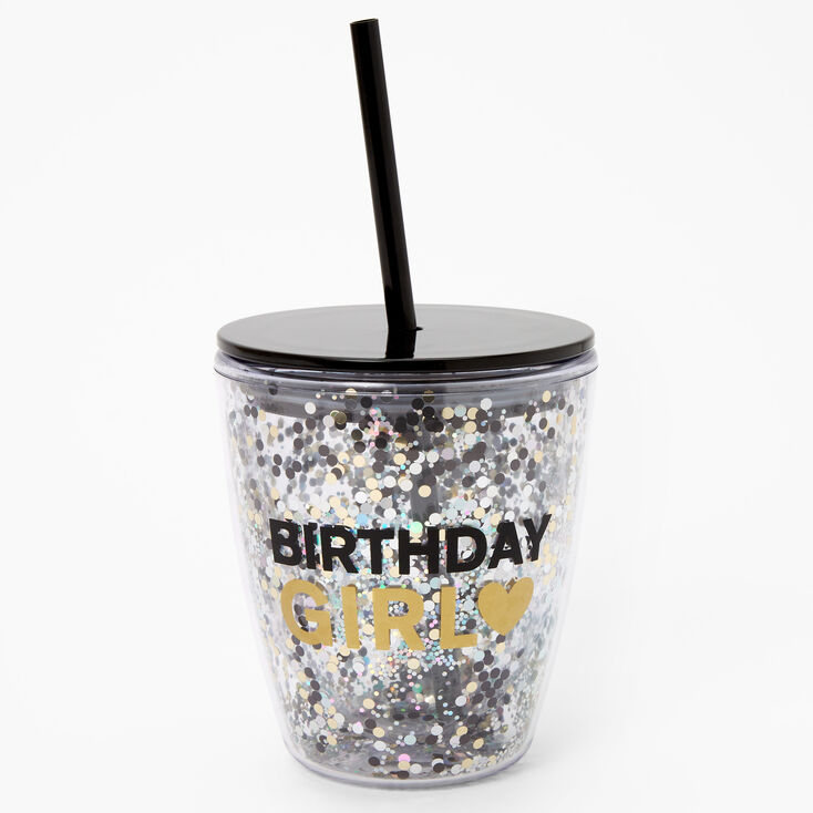 Black &amp; Gold Birthday Girl Sequin Tumbler,