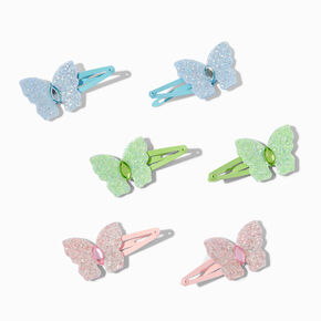 Claire&#39;s Club Glitter Butterfly Snap Hair Clips - 6 Pack,