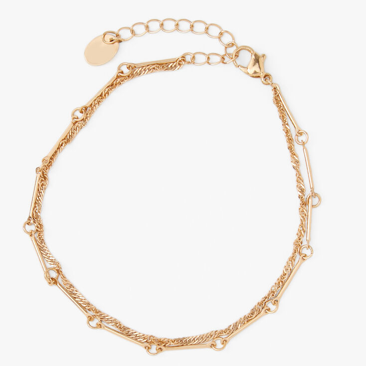 Gold-tone Twisted Chain Link Multi Strand Anklet,