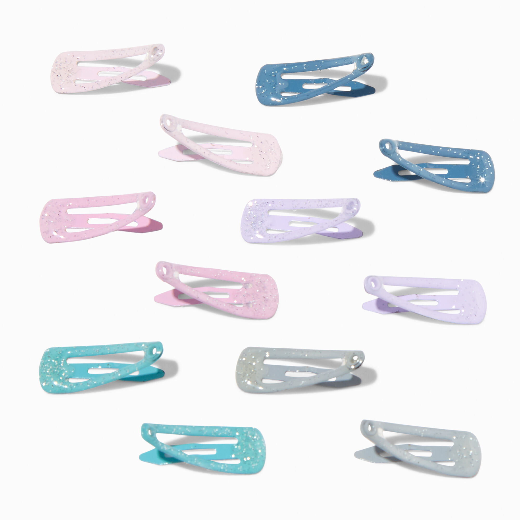 Claire's Club Deep Pastel Glitter Snap Hair Clips - 12 Pack,