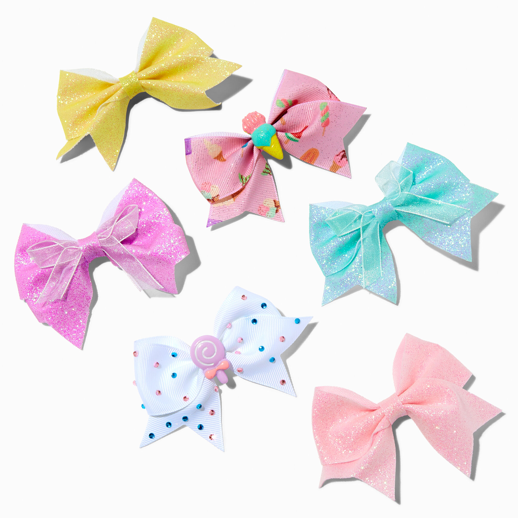 View Claires Club Quirky Pastel Hair Bow Clips 6 Pack information