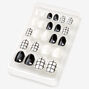 Black &amp; White Checkered Stiletto Press On Vegan Faux Nail Set - 24 Pack,