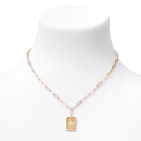 Gold Rectangle Zodiac Symbol Pendant Necklace - Scorpio,