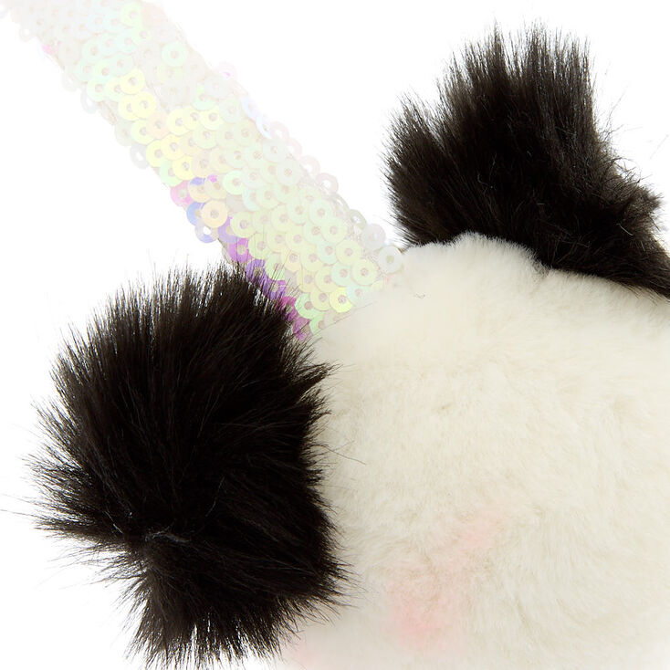 Paige the Panda Iridescent Sequin Ear Muffs - White,