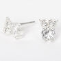 Silver Cubic Zirconia Owl Stud Earrings - 5MM,