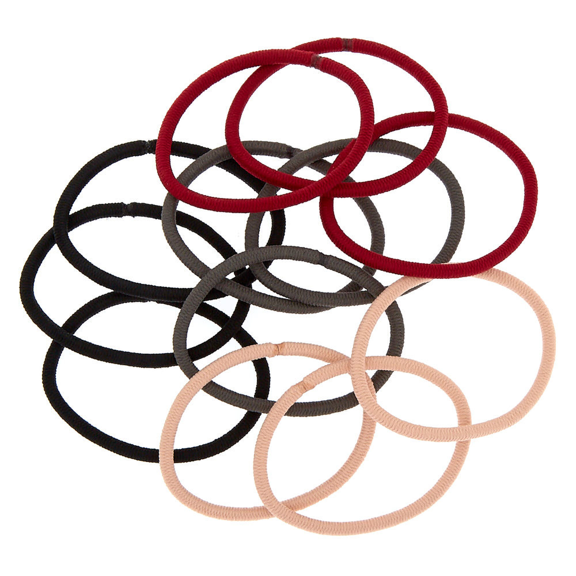 Black, Grey, Pink & Red Hair Ties - 30 Pack,