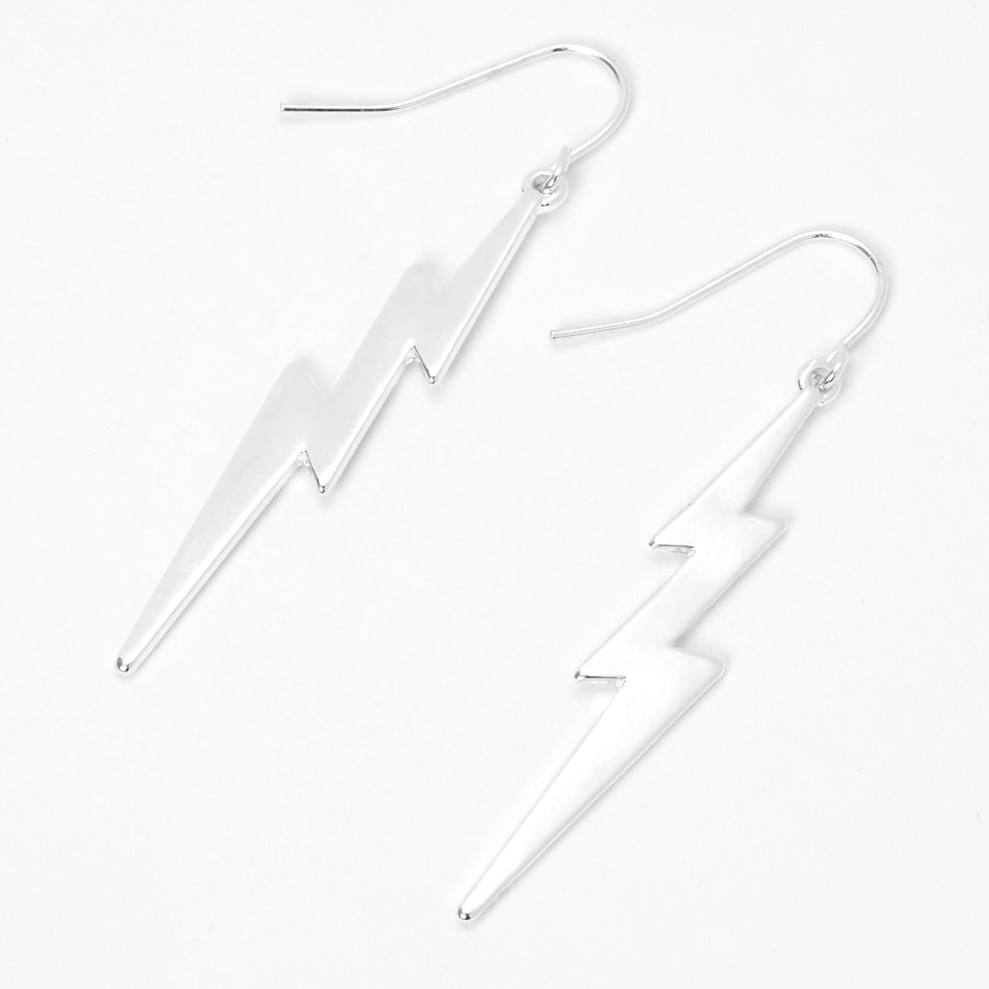 View Claires Lightning Bolt 2 Drop Earrings Silver information