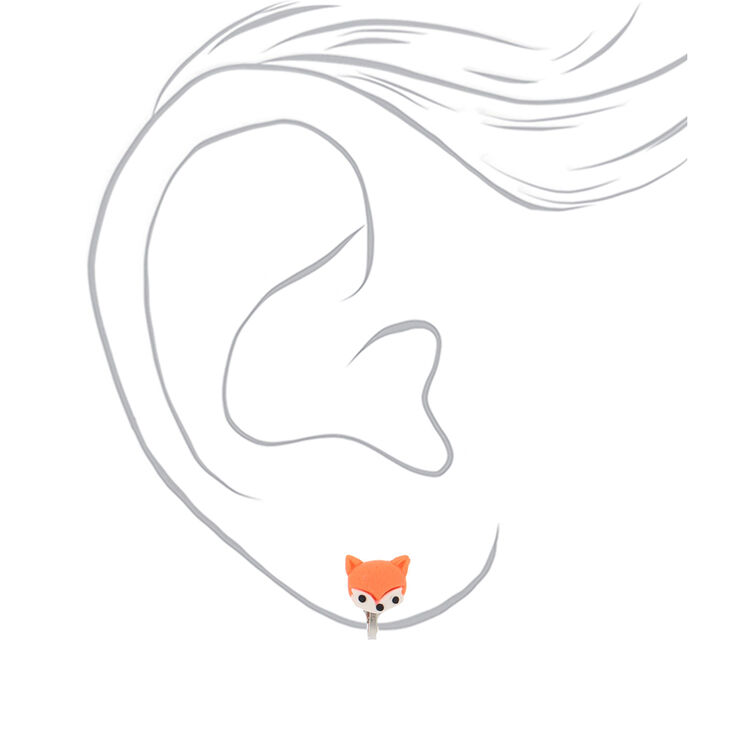 Boucles d&rsquo;oreilles &agrave; clip chouette, renard et rose - Lot de 3,