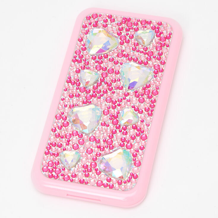 Rhinestone Hearts Bling Eyeshadow Palette - Pink,