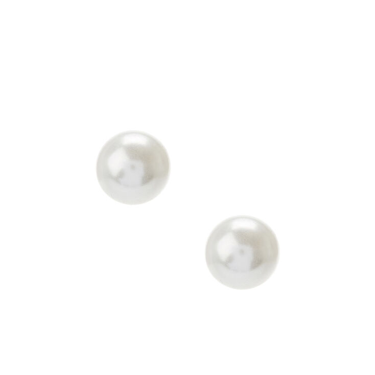 Clous d&#39;oreille 12&nbsp;mm avec perles d&rsquo;imitation couleur ivoire,