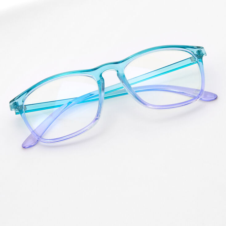 Lunettes avec d&eacute;grad&eacute; violet &agrave; verres transparents r&eacute;tro avec r&eacute;duction de la lumi&egrave;re bleue,