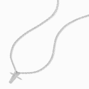 C LUXE by Claire&#39;s Sterling Silver 1/20 ct. tw. Lab Grown Diamond Cross Pendant Necklace,