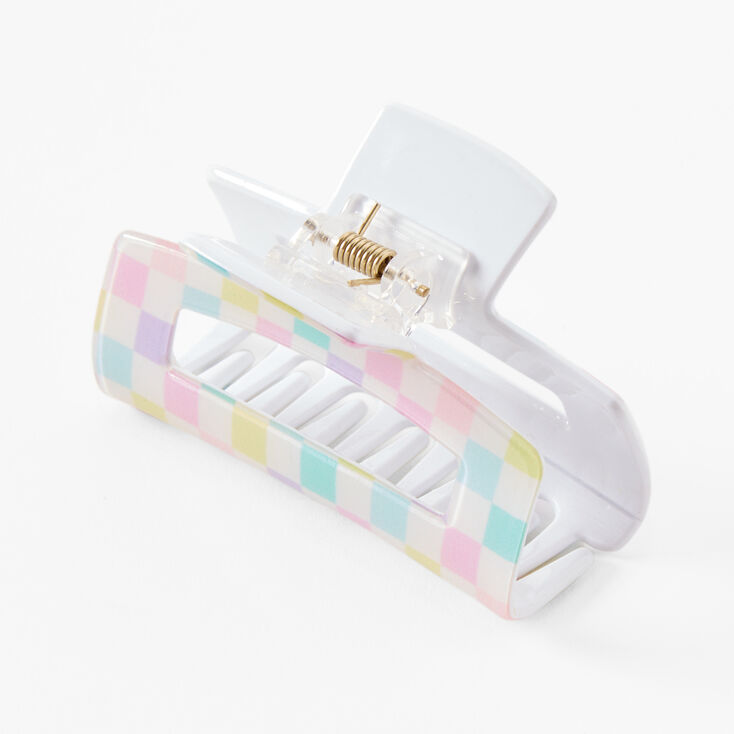 Pastel Rainbow Checkered Small Hair Claw,