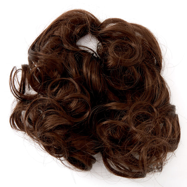 Claire's Élastique avec cheveux synthétiques bouclés - Brun foncé