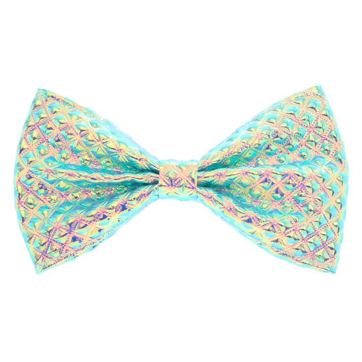 Holographic Diamond Stamped Bow Hair Clip,