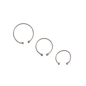 Silver-tone Graduated Faux Body Jewellery Hoops - 3 Pack,