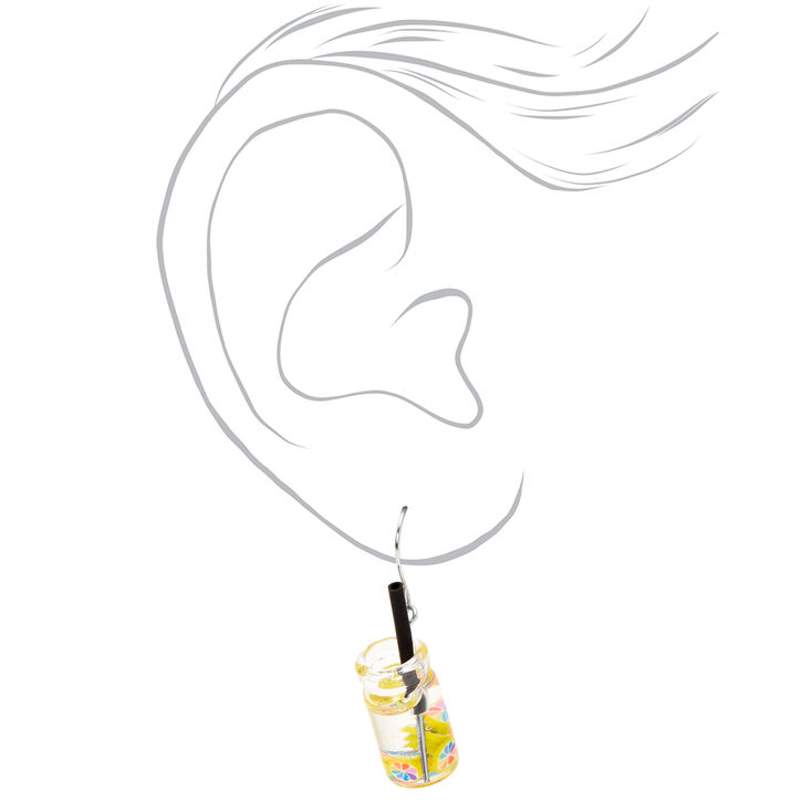 Silver 1&quot; Rainbow Water Drop Earrings,