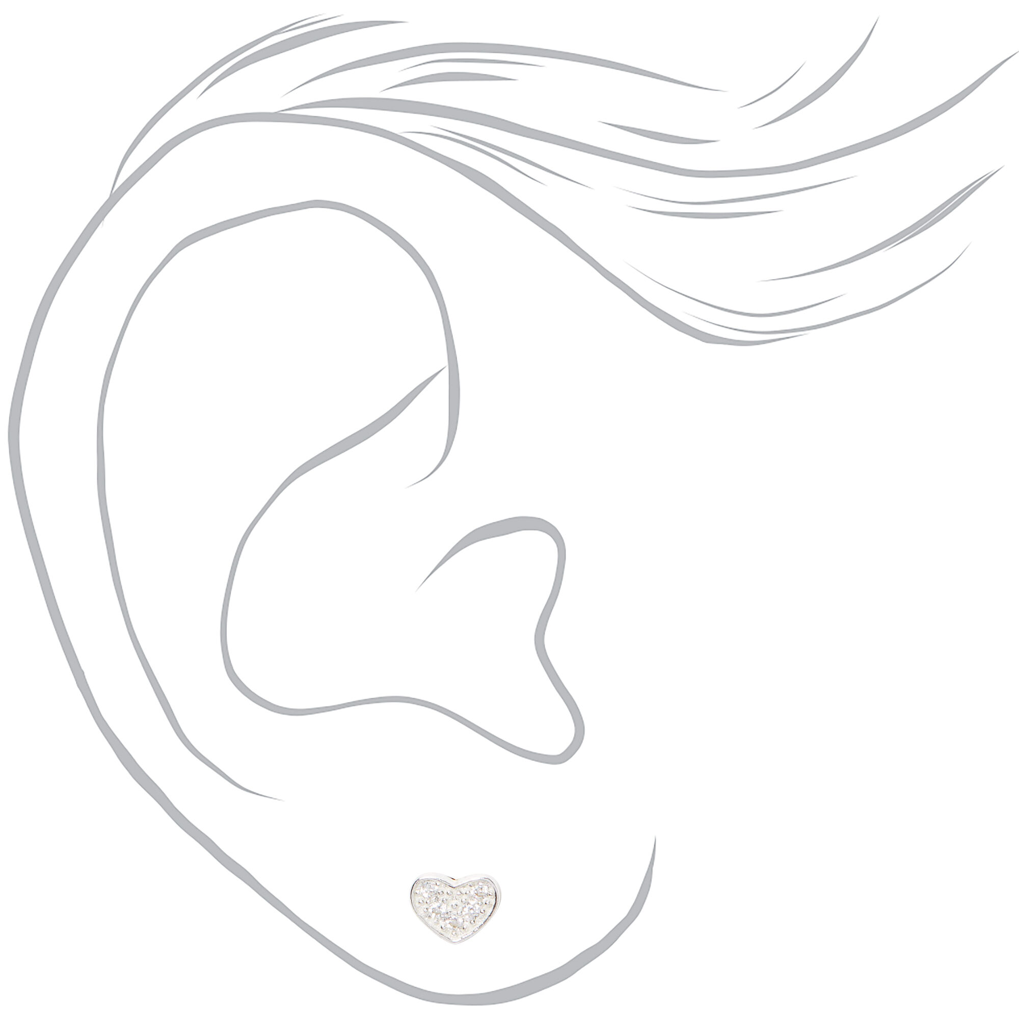 Sterling Silver Cubic Zirconia Crystal Pavé Heart Stud Earrings,