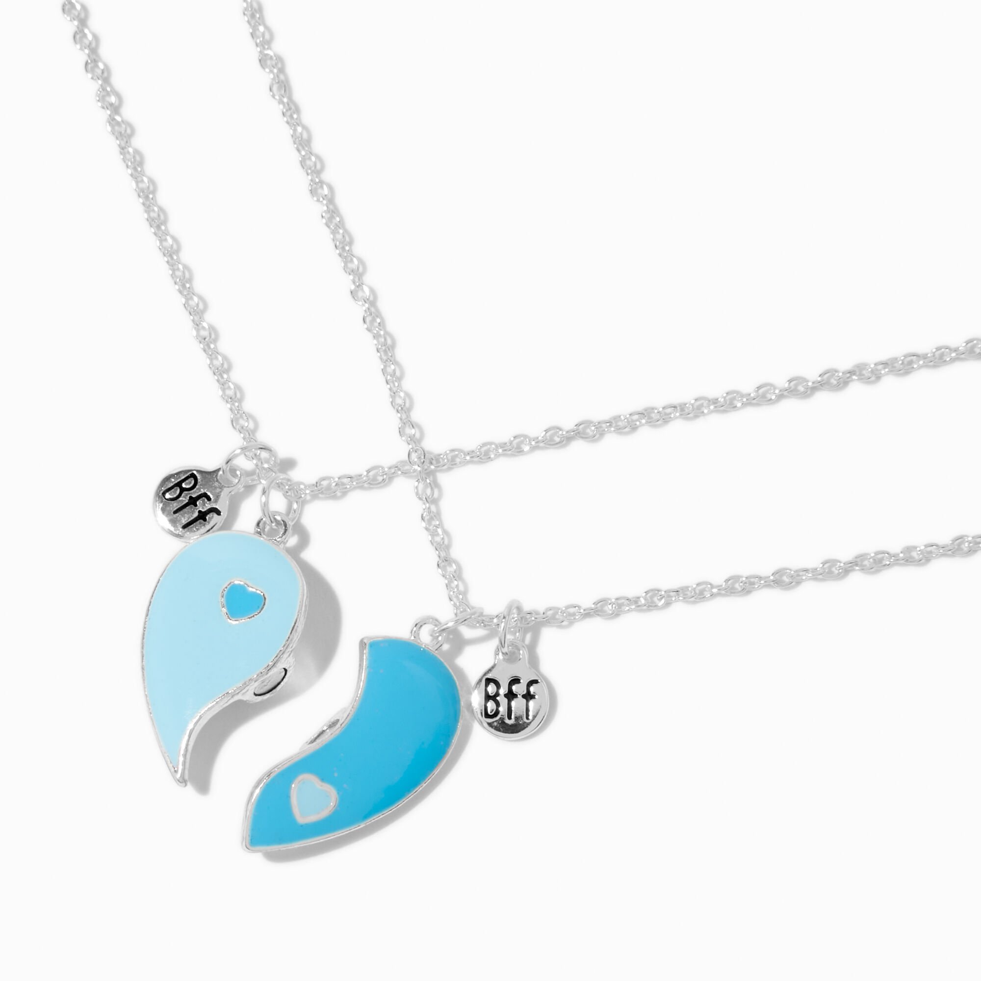 Best Friends Faded Split-Heart Yin Yang Pendant Necklaces - 2 Pack,