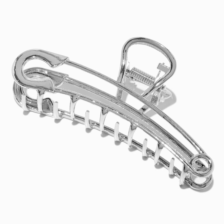 Silver Safety Pin Metal Hair Claw,