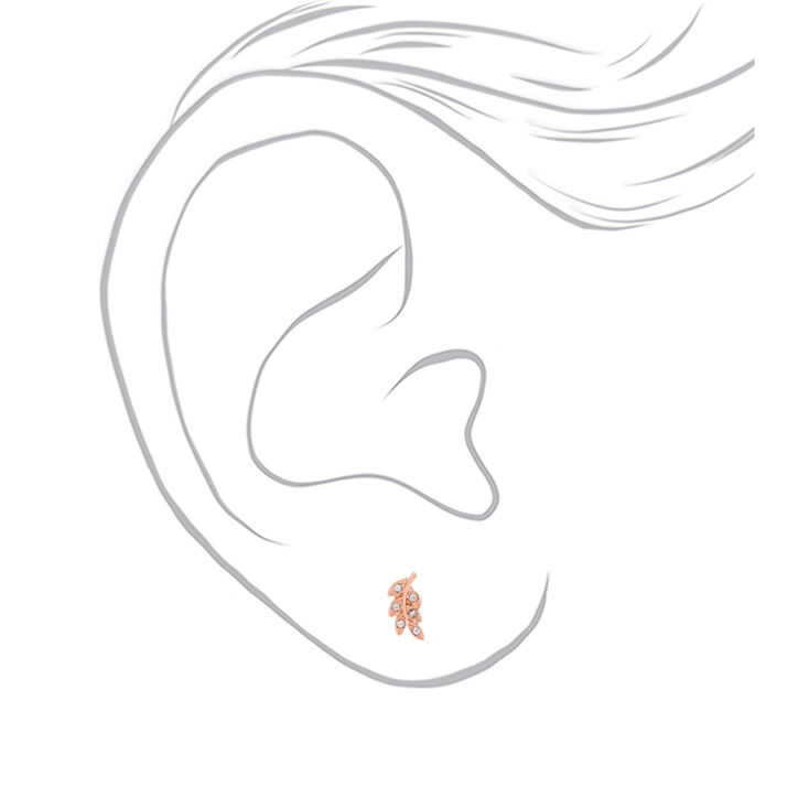 18kt Rose Gold Plated Crystal Leaf Stud Earrings,