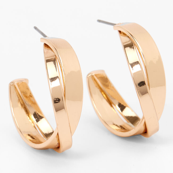 Gold-tone 25MM Crisscross Hoop Earrings,