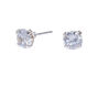 Silver Cubic Zirconia Round Stud Earrings - 5MM,