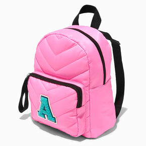 Pink Chevron Varsity Initial Mini Backpack - A,