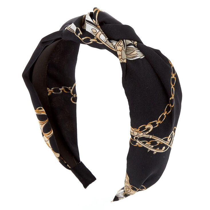 Chain Print Knotted Headband - Black,