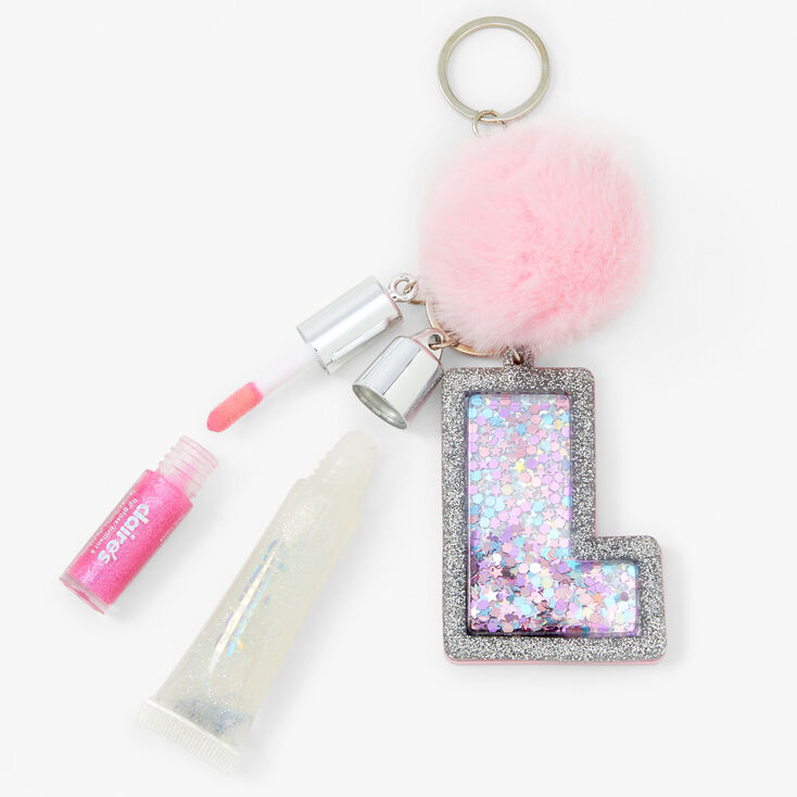 Initial Pink Lip Gloss Keychain - L,