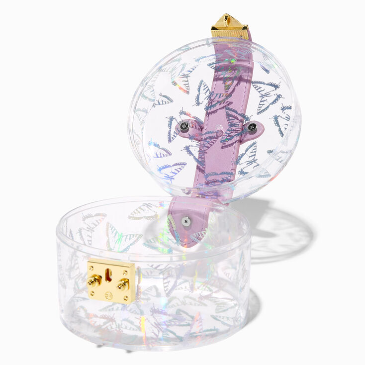 Holographic Butterflies Clear Jewelry Case,