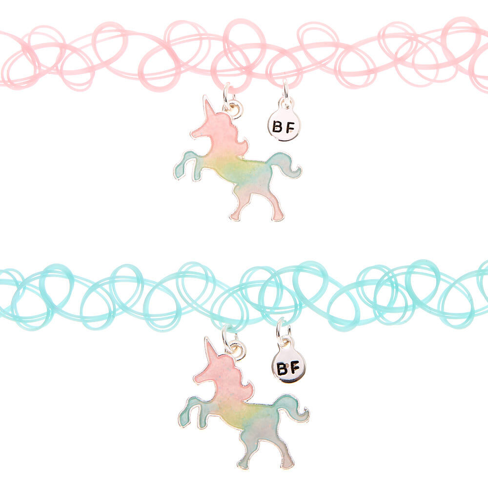 Best Friends Pastel Unicorn Glow In The Dark Tattoo Choker Necklaces - 2 Pack,