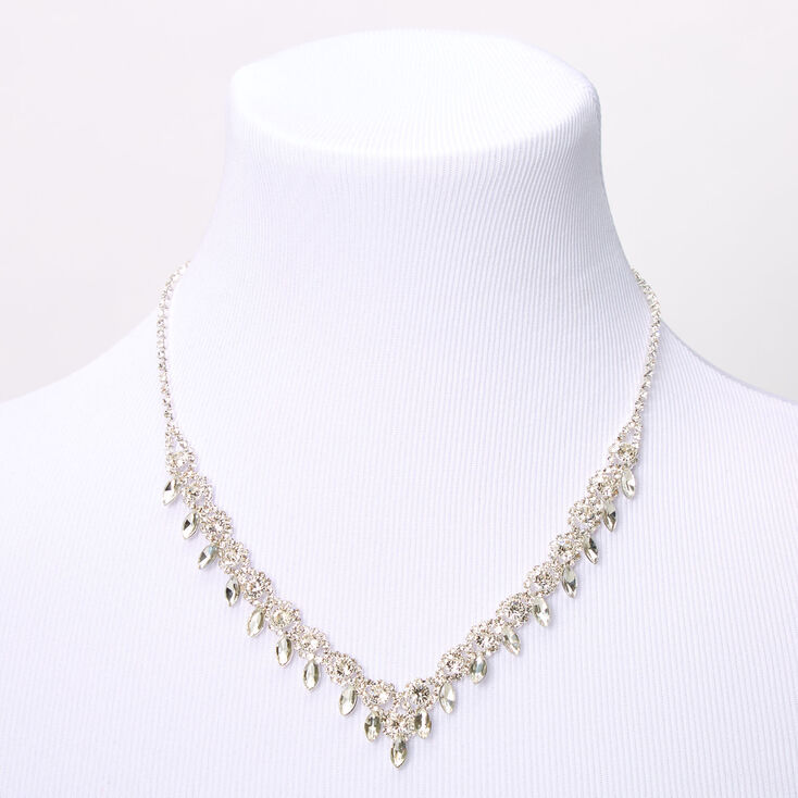 Silver Rhinestone Eye Leaf Jewelry Set - 2 Pack ,