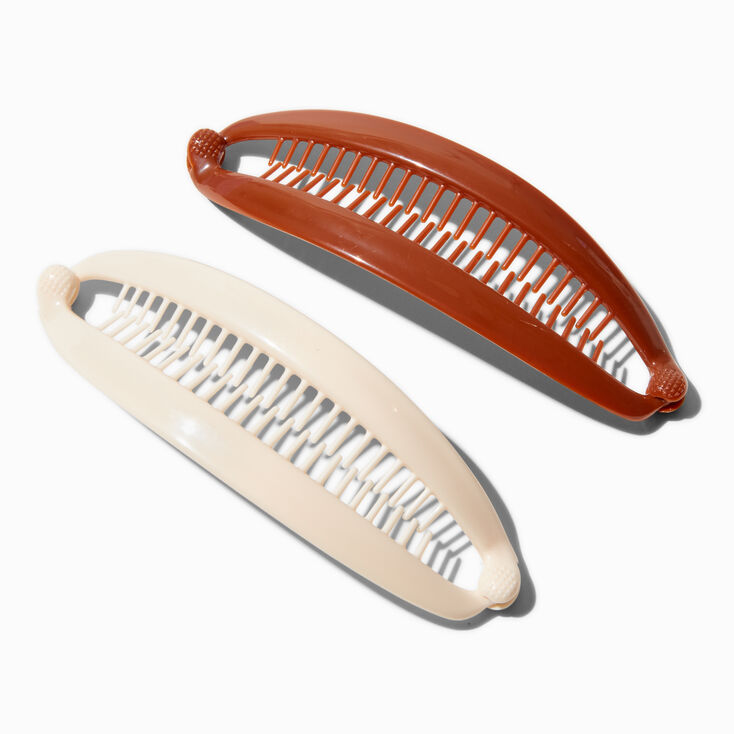 Brown &amp; Ivory Banana Clip Hair Claws - 2 Pack,