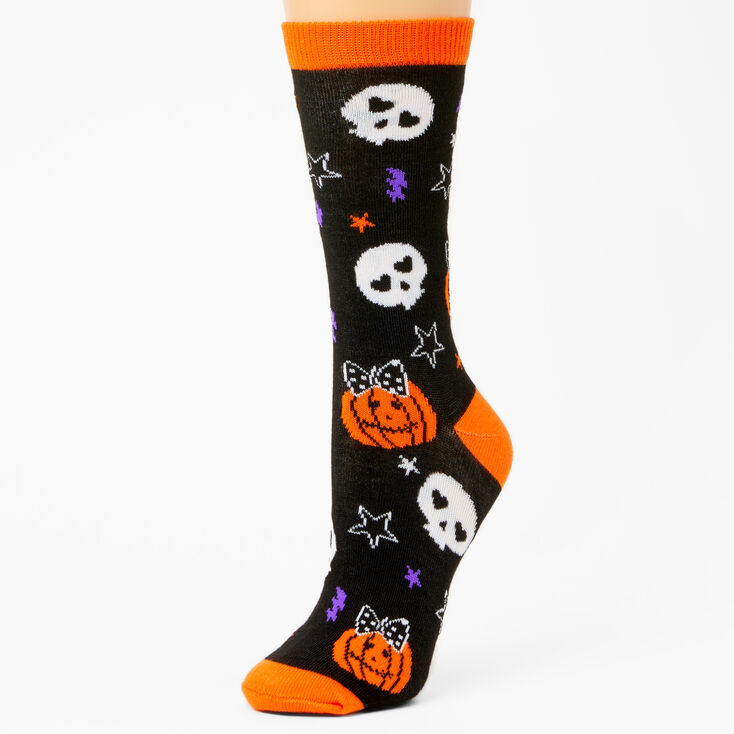 All Over Halloween Crew Socks - Black,