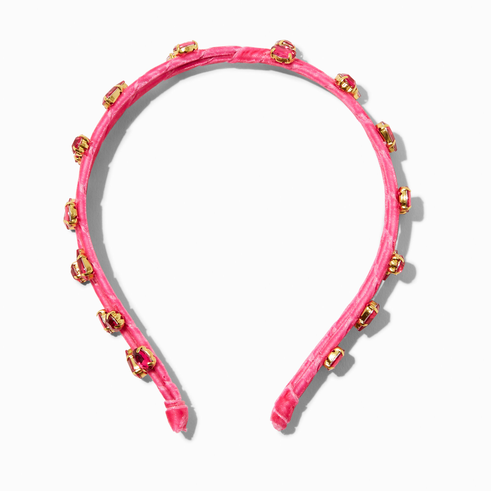 View Claires Crossed DoubleRow Gemstone Headband Pink information